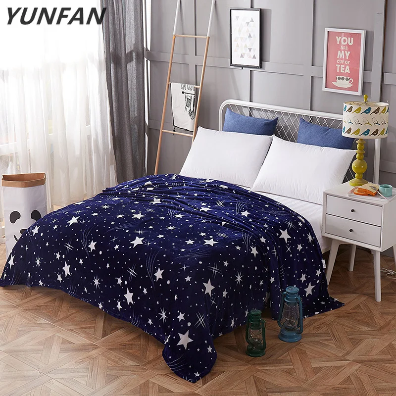 

Star thin blankets fashion thin quilt twin full queen boys girls blankets Throw Flannel blanket on Bed/car/sofa blue rugs