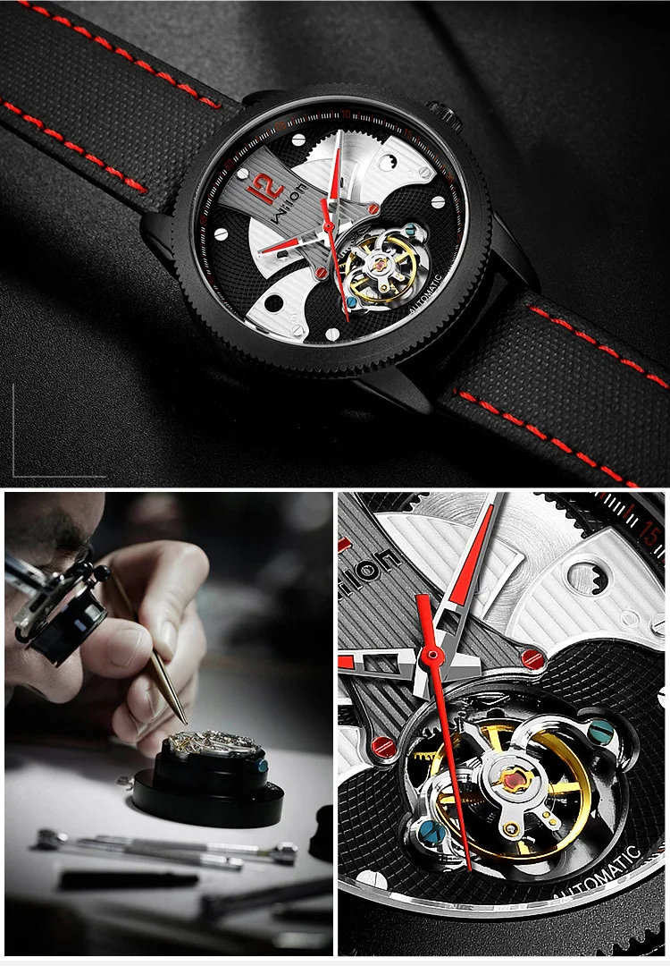 Мужские наручные часы Tourbillon модные роскошные механические автоматические