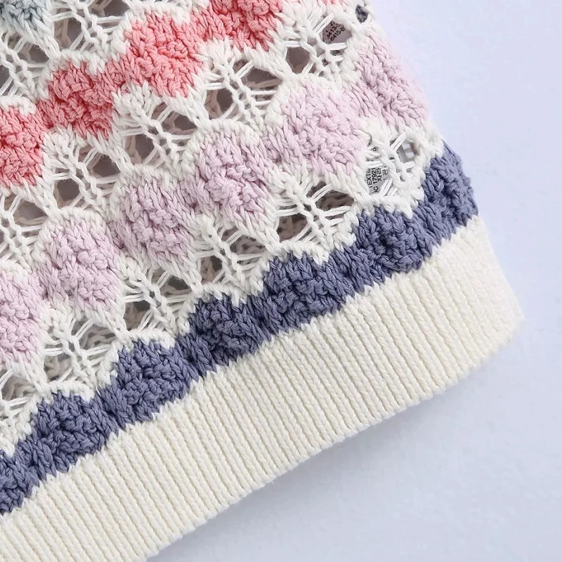 

Summer Women Colour Hollow Knitting Short Sweater Vest Female Pullover Casual Lady Crop Tops SW1208