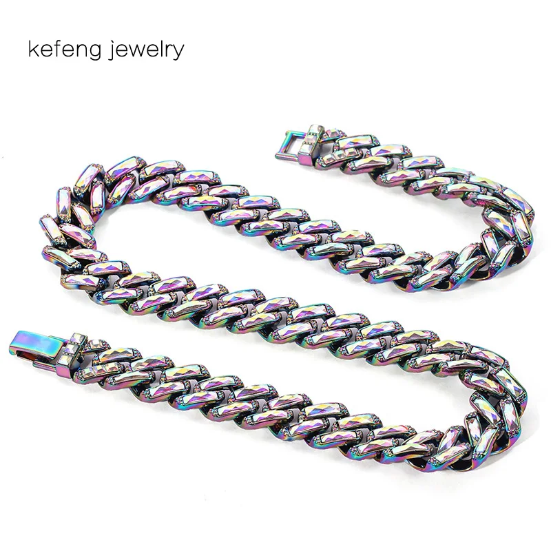 Мужские браслеты с кристаллами ожерелье из кубинской прямоугольной формы в