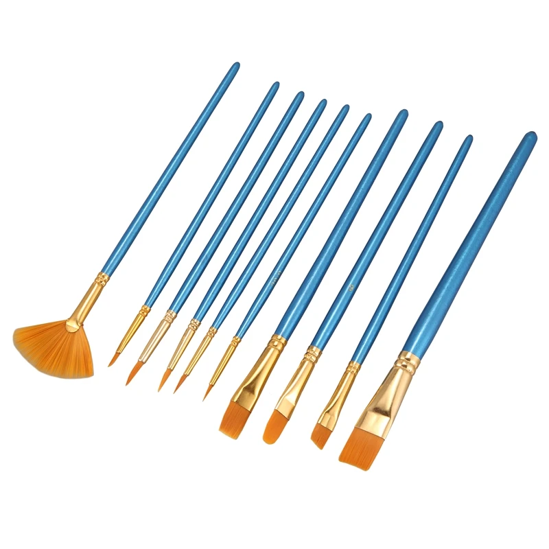 

10pcs Blue Handle Nylon Hair Multifunction Paint Brushes