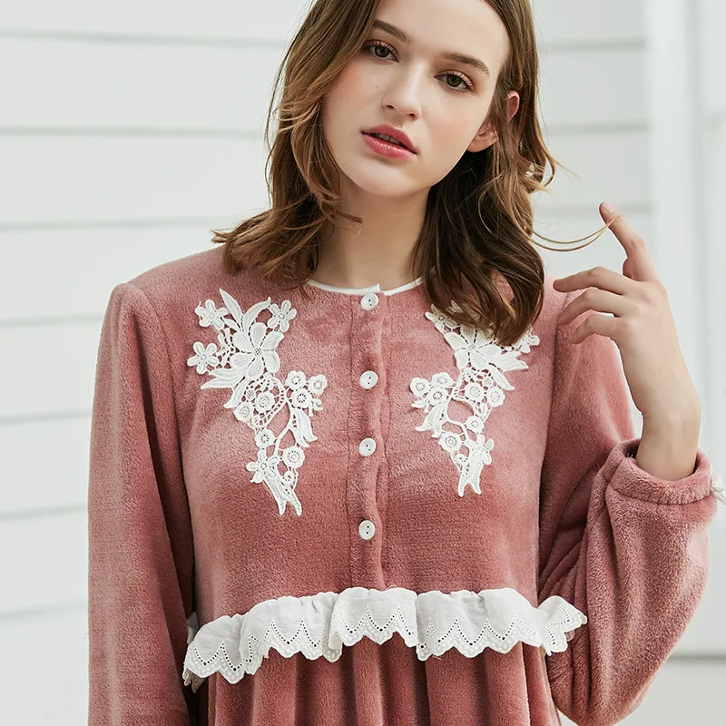 Фланелевая ночная рубашка SXTHAENOO для женщин зимняя Свободная Женская принцессы