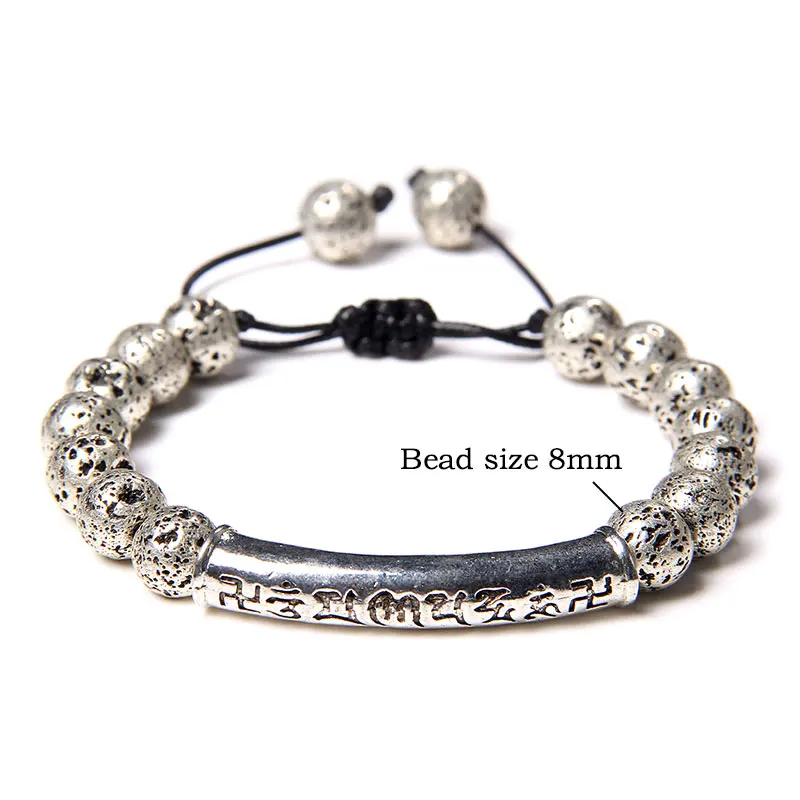 

Six Words Motto Bracelets Men Black Rope Adjustable Braid Bracelets Silver Color Tube Charm Bangle Handmade Woven Women Pulsera