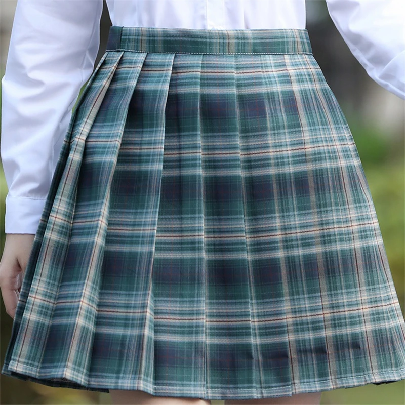 

High Waist jk Skirts A-Line Uniform Plaid Skirt School Girl 2021 Pink Rose red SweetLadies Japanese School clothes