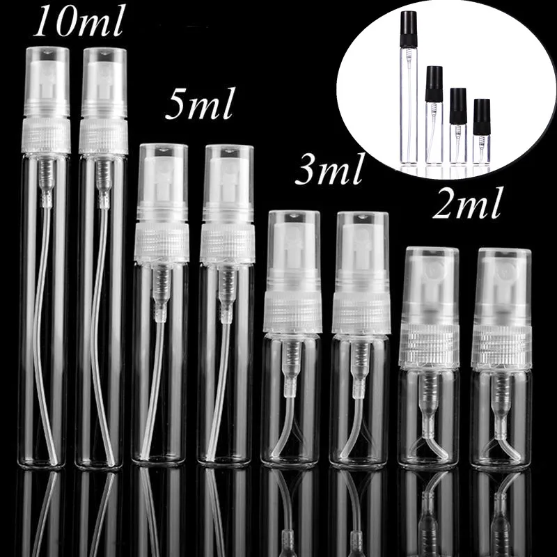 

4Pcs/Pack 2ML 3ML 5ML 10ML Clear Mini Perfume Glass Bottle Empty Cosmetics Bottle Sample Test Tube Thin Glass Vials Amber
