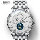 Швейцарские наручные часы LOBINNI мужские часы Чайка автоматические механические часы сапфир модные relogio masculino L1023B-8