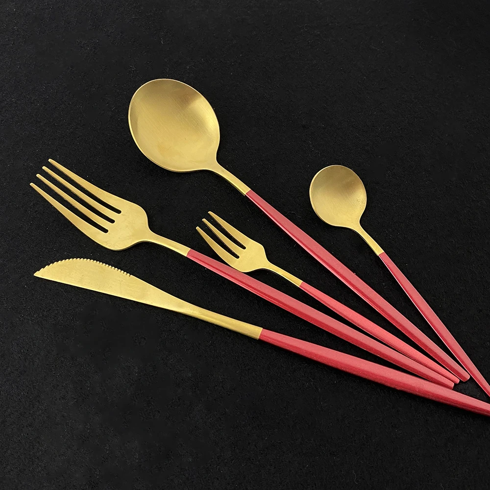 

20Pcs Rose Gold Matte Cutlery Set Stainless Steel Dinnerware Set Silverware Flatware Set Dinner Knife Fork Spoon Cake Fork Set
