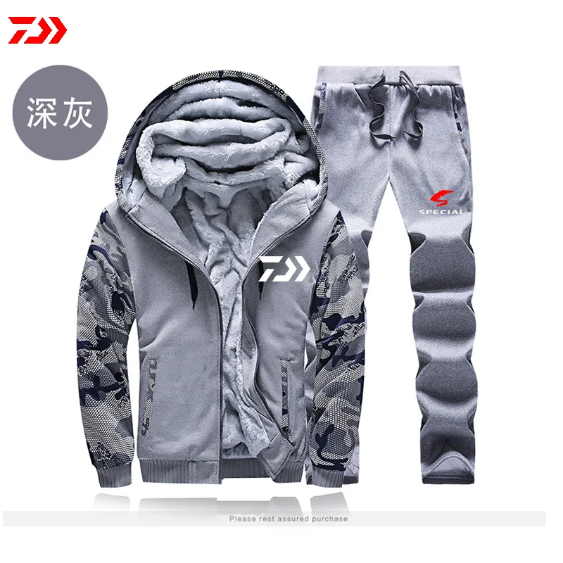 Daiwa термальный рыболовный костюм для мужчин осень зима Цвет Соответствующие рыбалка куртка с длинным рукавом походная одежда полиэстер рыба брюки