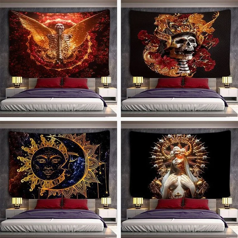 

Large Tapestry White Black Sun Moon Mandala Tarot Tapestries Wall Hanging Celestial Hippie Wall Carpet Rugs Dorm Decor