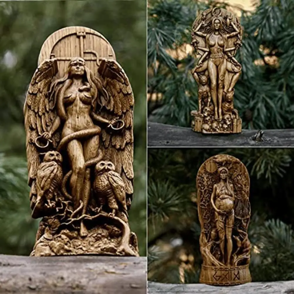 

Wiccan Goddess Statues Figurine Wooden Wisdom God Altar Figurine Statue For Decoration Sculpture Ornaments Desktop Home Decor Gi