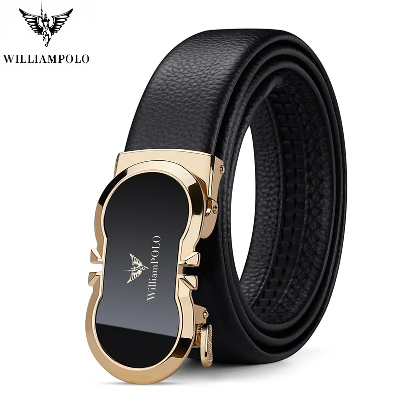 WILLIAMPOLO 2021 new style Genuine leather Men Belt high quality luxury cowhide Fashion alloy Automatic Buckle casual business