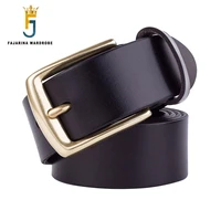 fajarina simple design genuine leather retro belt mens solid brass clasp buckle mens quality belts for men 3 8cm wide n17fj122