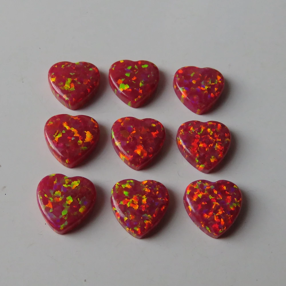 20 шт./лот 10 мм синтетическое сердце кабошон огранка опал камень для DIY ювелирные