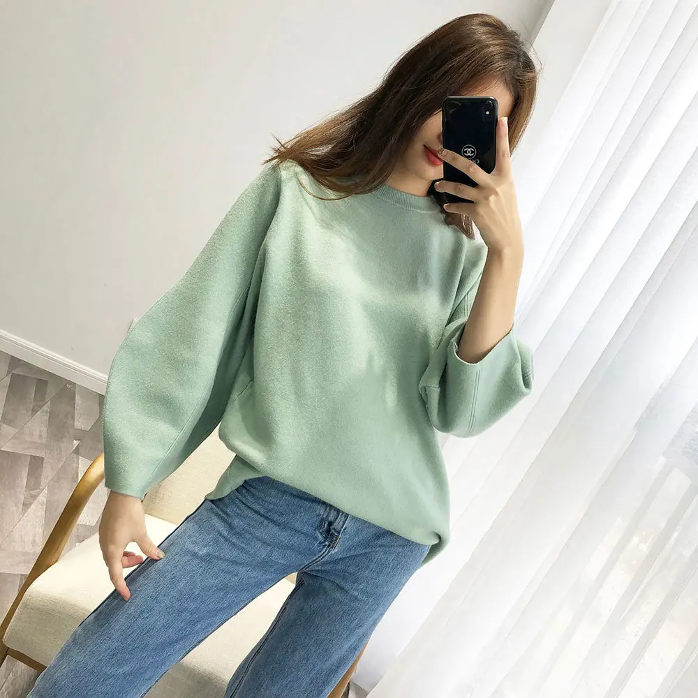 

2020 Autumn Lantern S Pullovers O-Neck Vintage Knitting Women Winter Thick Sweater Pull Femme