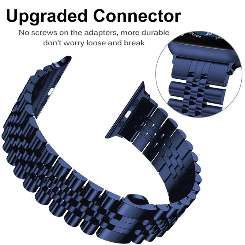 

For Apple Watch Band 44mm 42mm 38mm40mm, iWatch Series SE 6 5 4 3 2 1 Stainless Steel Strap with Butterfly Folding Clasp for Men