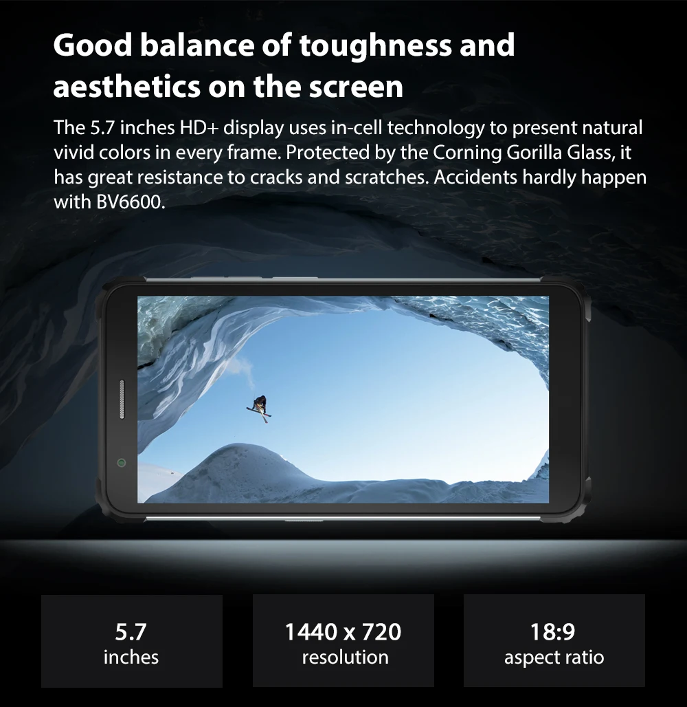 Tanie Blackview BV6600 IP68 Wodoodporny Wytrzymały Smartfon 5.7 ''ekran Android 10 Octa Core 4GB RAM 64GB ROM Mobilny NFC 8580mAh