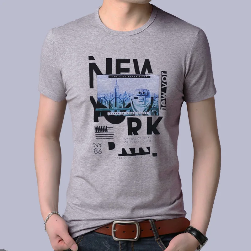 2019 летняя новая мужская футболка белый буквенный принт высокое качество 95%