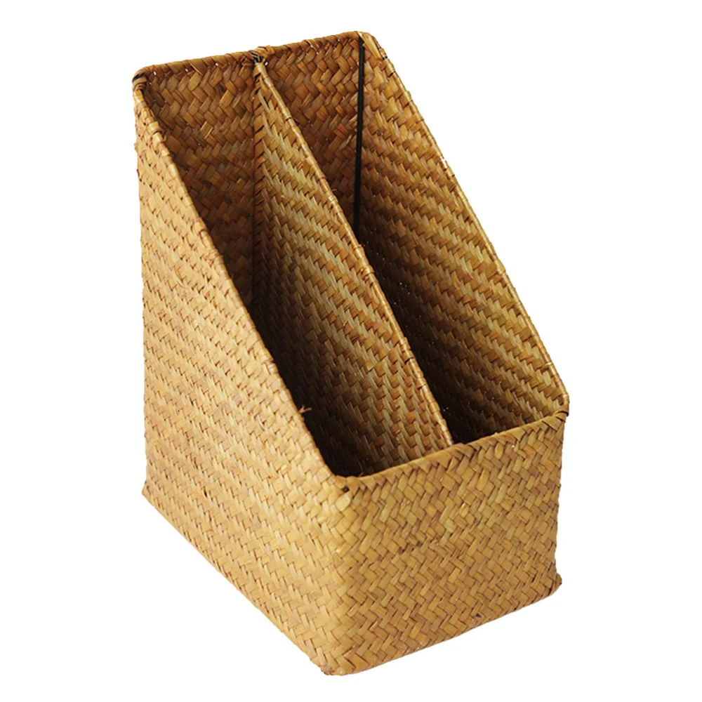 

Hand-woven Desktop Document & Mail Organizer Wicker Storage Basket Storage Box for Office (Brown)