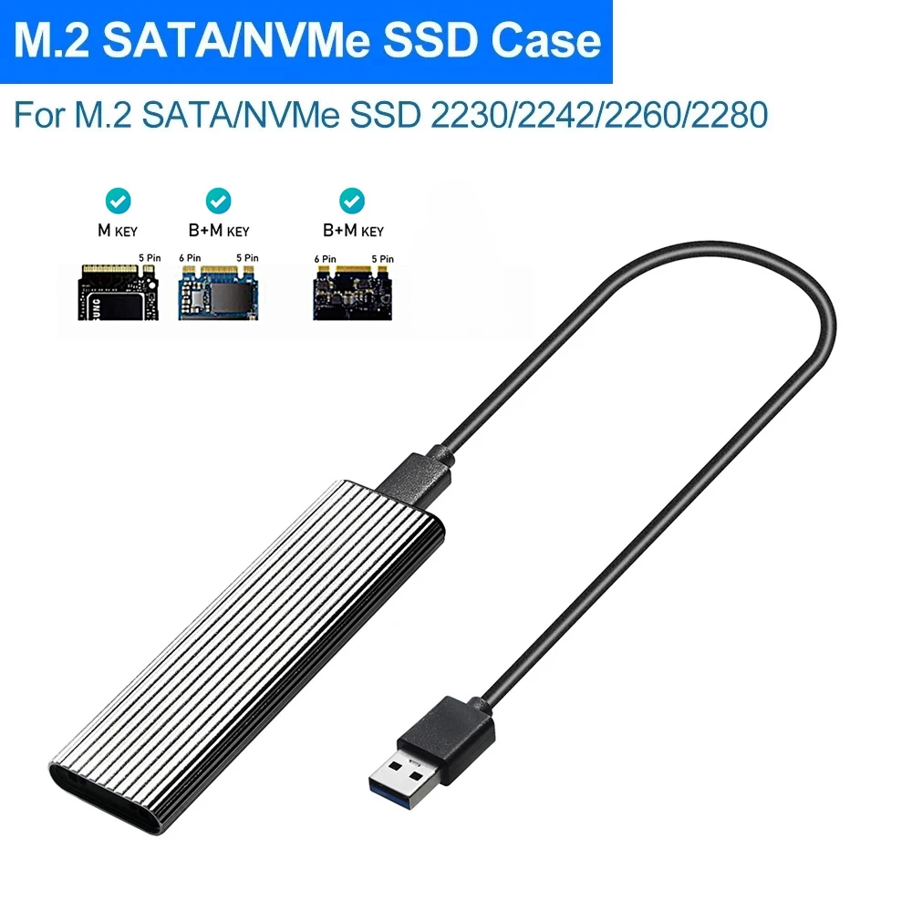 Чехол для жёсткого диска M2 NVMe/NGFF SATA, 10 Гбит/с, M.2 NVME SSD на USB 3,1 - изображение