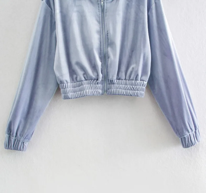 

Velour Hooded Short Sports Sweatshirt Women Fashion Slim Long Sleeve Hoodies Coat 2021 Spring Solid Tops High Quality