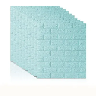 Light blue 70*77 3D наклейки в виде кирпичной стены DIY самоклеящийся Декор Пена водонепроницаемые обои настенные для ТВ фон дети гостиная - Color: Light blue