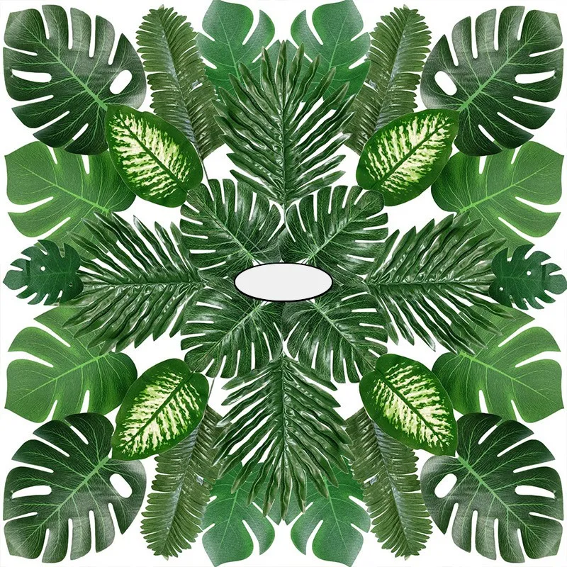 

68 шт., 8 видов тропических украшений для вечеринок, листья из монстера джунглей, искусственные Пальмовые Листья с искусственным стержнем