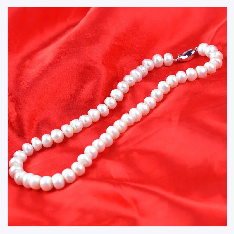 Натуральный пресноводный жемчуг овальное ожерелье 8-9 мм около круглого жемчуга