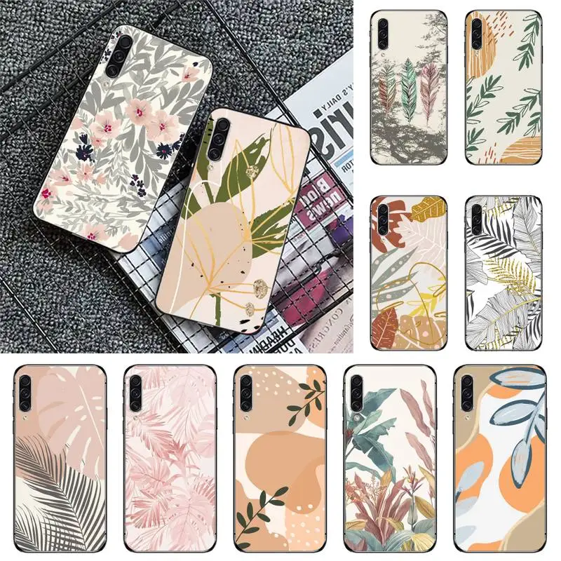 

Aesthetic Boho Painting leaves Phone Case For Samsung galaxy A S note 10 12 20 32 40 50 51 52 70 71 72 21 fe s ultra plus