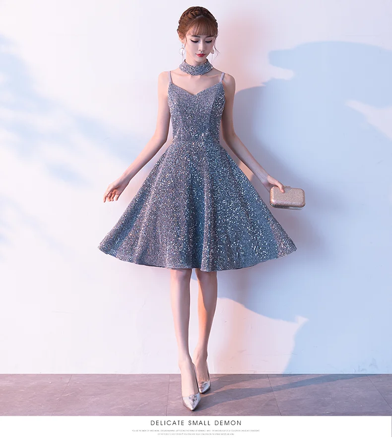 Горячие продажи Коктейльные Вечерние платья Короткие Vestido de Festa Мини сексуальное платье с аппликацией v-образным вырезом бисером жемчуг
