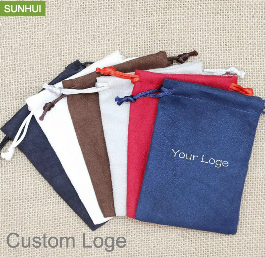 Замшевый бархатный мешочек на шнурке для украшений Мягкий тканевый