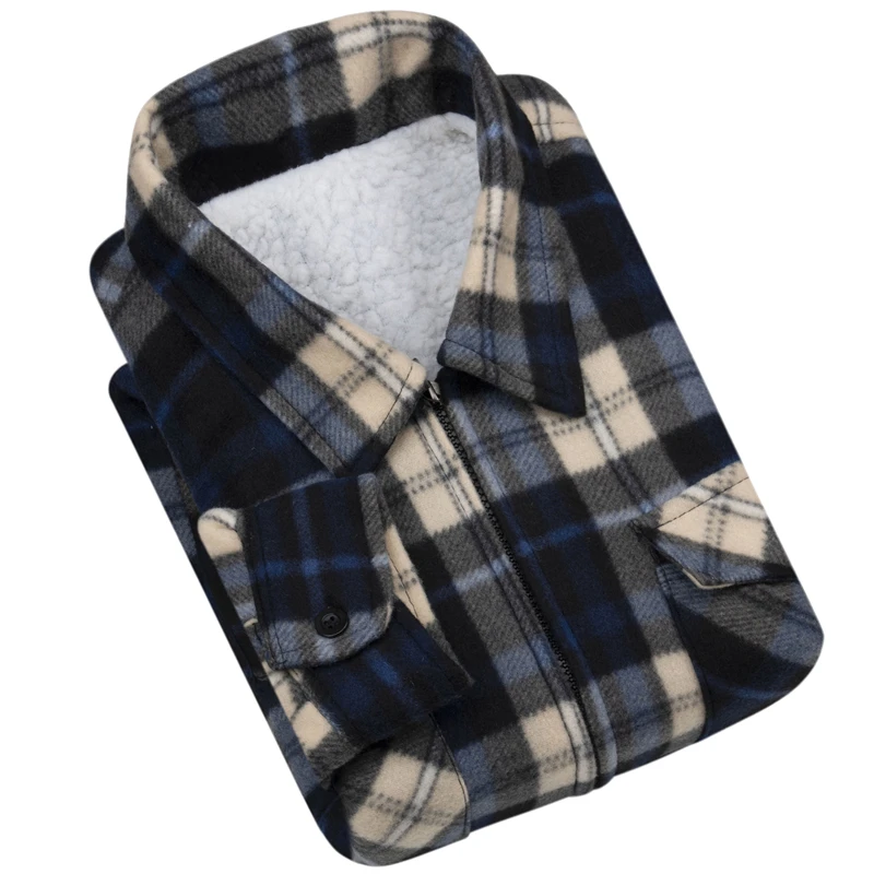 Толстая фланелевая Стильная мужская клетчатая рубашка Повседневная зимняя