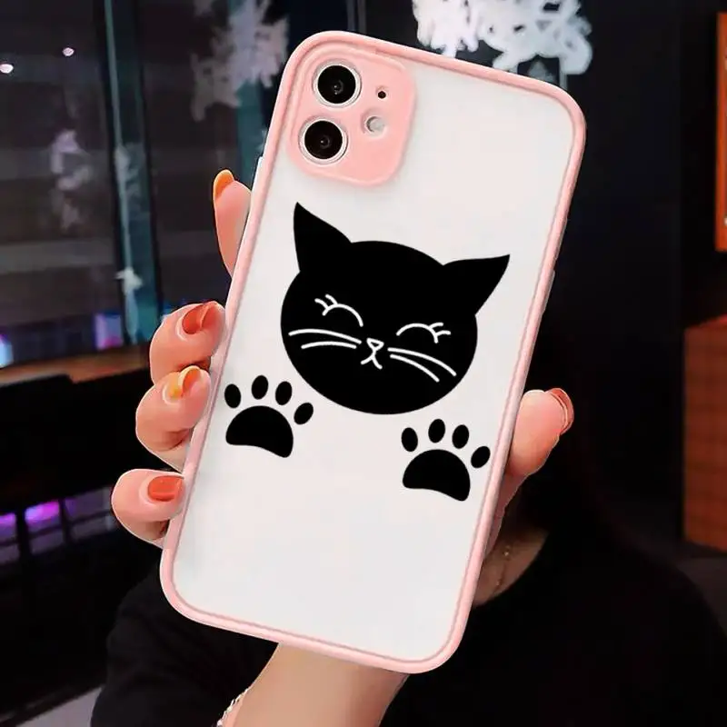 

Cute cat scratching Phone Case Matte Transparent for iPhone 7 8 11 12 s mini pro X XS XR MAX Plus cover funda