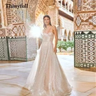 Длинные свадебные платья с пайетками без рукавов, блестящие свадебные платья с сердечком в стиле бохо, платья невесты, Пляжное ТРАПЕЦИЕВИДНОЕ свадебное платье по индивидуальному заказу