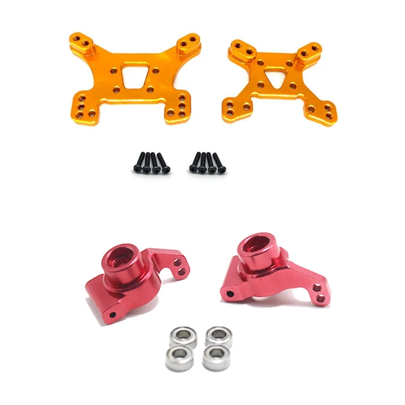 

Front and Rear Shock Tower Board Set with 2PCS Rear Wheel Seat Hub Carrier Stub Axle Carrier,for WLtoys 144001 1/14 4WD