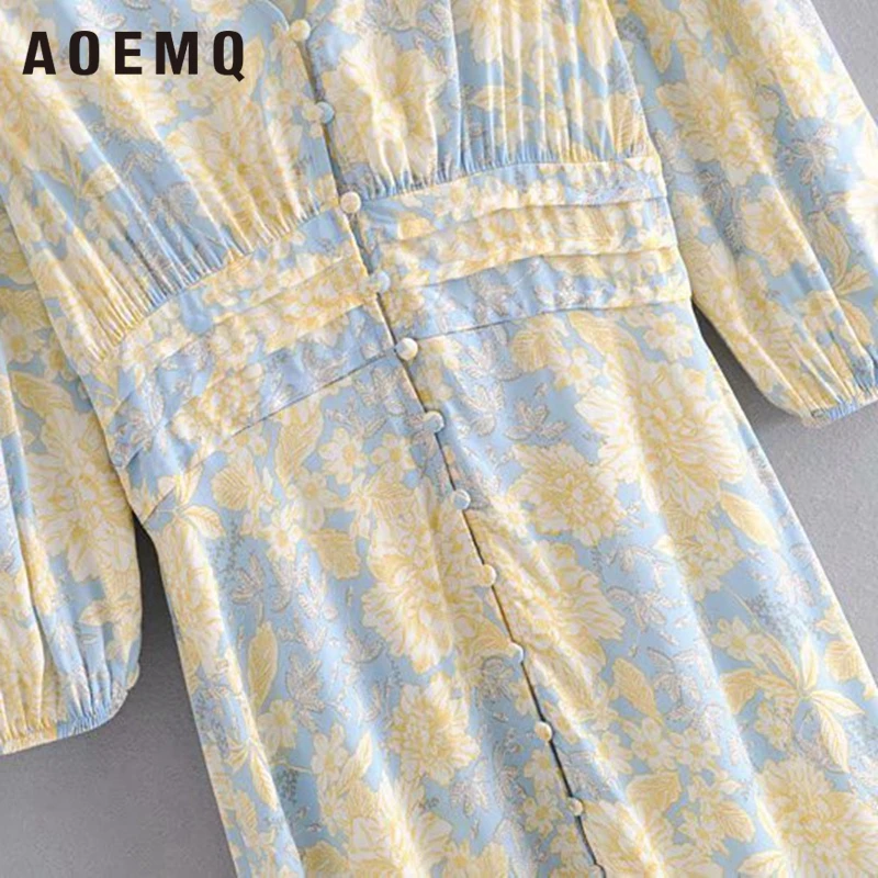 Женское длинное платье до щиколотки AOEMQ элегантное весеннее Русалка с цветочным