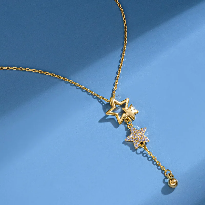 

YBB63 Star Necklace women long jewelry fashion zircon Star Pendant