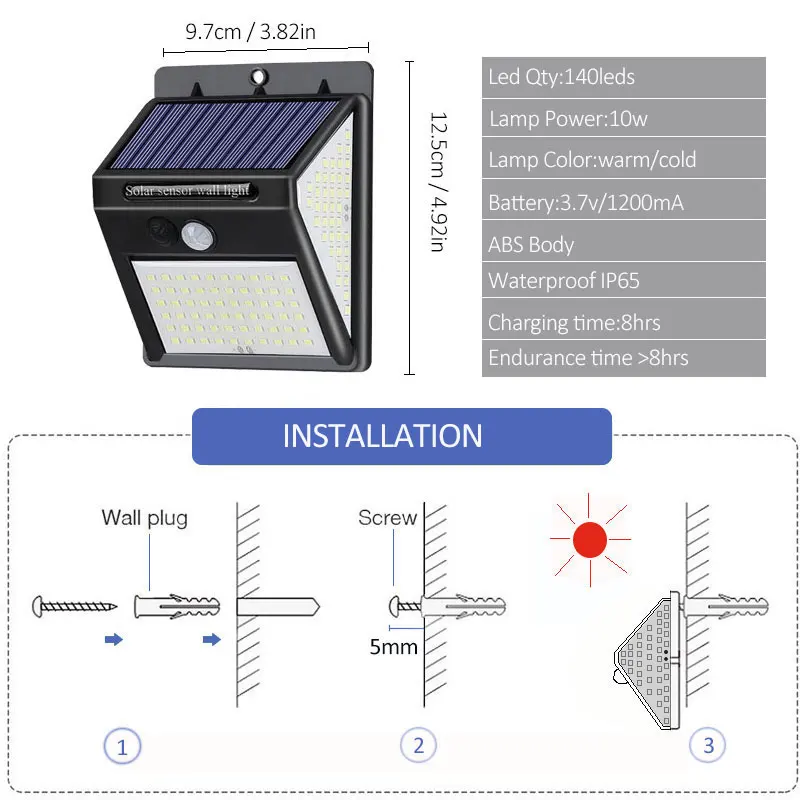 2 шт. светодиодный солнечный светильник 146 уличный на солнечной энергии солнца