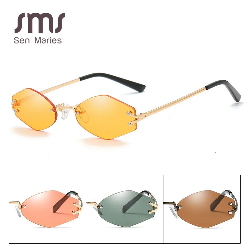 Модные женские солнцезащитные очки без оправы новые брендовые зеркальные