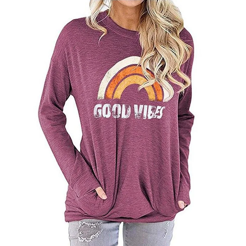 

Woman Tshirts 2020 Women Fashion Clothing Tshirt O-Neck Print Long Sleeve Tops Harajuku Casual Ladies Tops Ropa Plus Size Mujer
