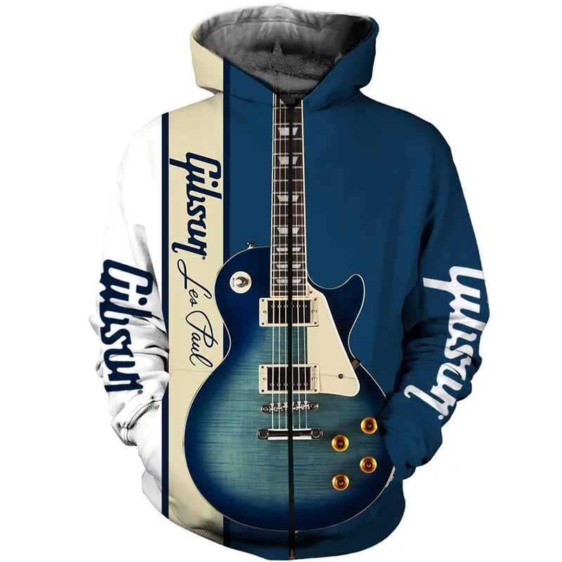 elektrische gitarre blau und weiß 3d alle über gedruckt kleidung neue mode männer frauen casual sweatshirthoodiezip hoodie free globa