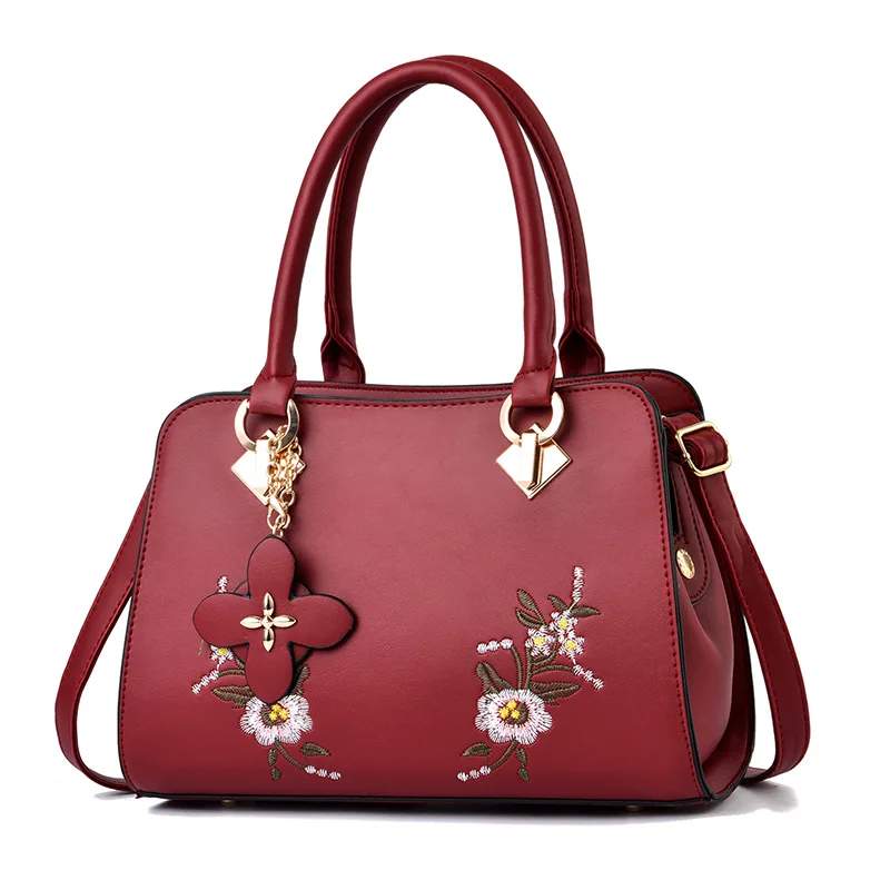 Сумка NEWPOSS женская с вышивкой вечерняя сумочка на плечо из лакированной кожи саквояж кросс боди цветочным