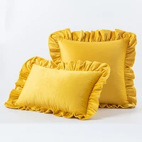 inyahome velvet throw pillow covers decorative pillowcases solid soft cushion covers with lotus edge square for couch sofa bed