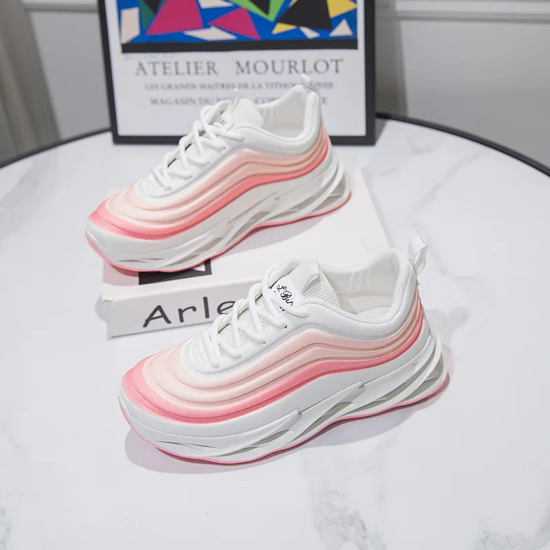 

Little White Shoes Spring New Wild Thick-soled Sports Shoes Increased Leather Old Shoes Spring And Autumn Casual Shoes