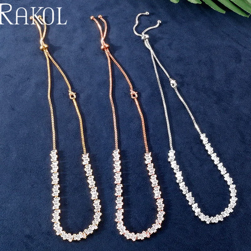 RAKOL розовое золото цвет кубического циркония проложили мини Луна Форма ключицы