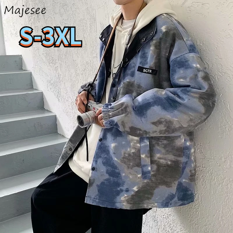 

Men Jackets Camouflage Tie-dye Couples Harajuku Reversible Retro Street Wear BF Baggy 3XL Oversize Autumn Teens Jacket Coats Ins