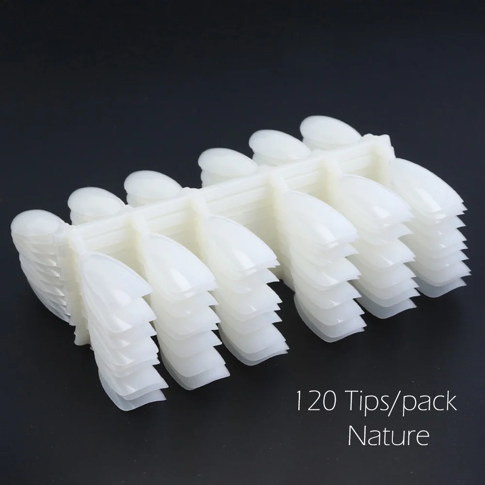 Nature 10 шт./лот, Набор накладных насадок для ногтей, прозрачный, натуральный, овальный, полное покрытие, для маникюра, инструмент для маникюра, полигель-лак, дисплей SA1030 - Цвет: Nature