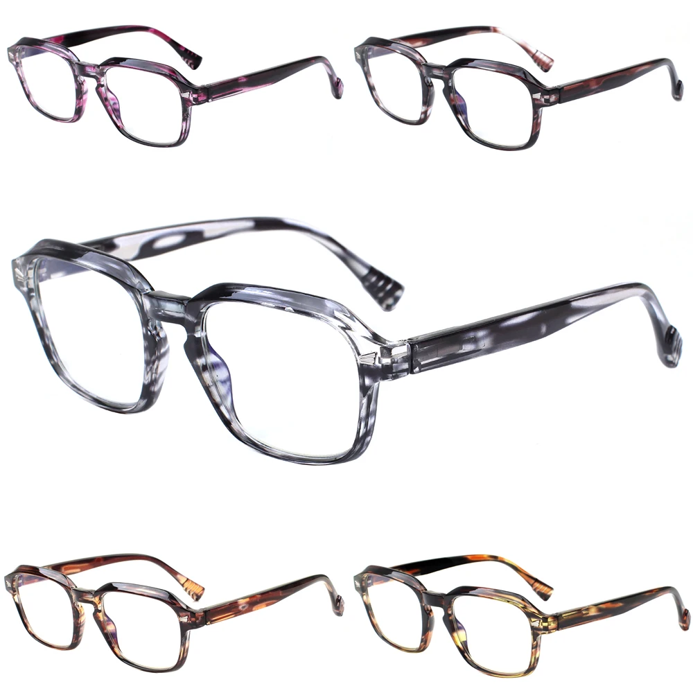 

Henotin 4 Pack Spring Hinge Blue Light Blocking Reading Glasses Men's and Women's Anti UV Computer Goggle Reader Eyeglasses