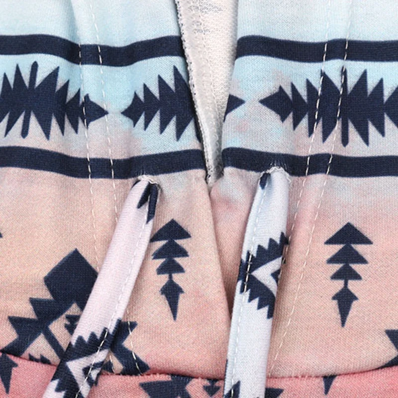 

Women's Fashion Printed Long Sleeve Hooded Casual Loose Sweater Colorful