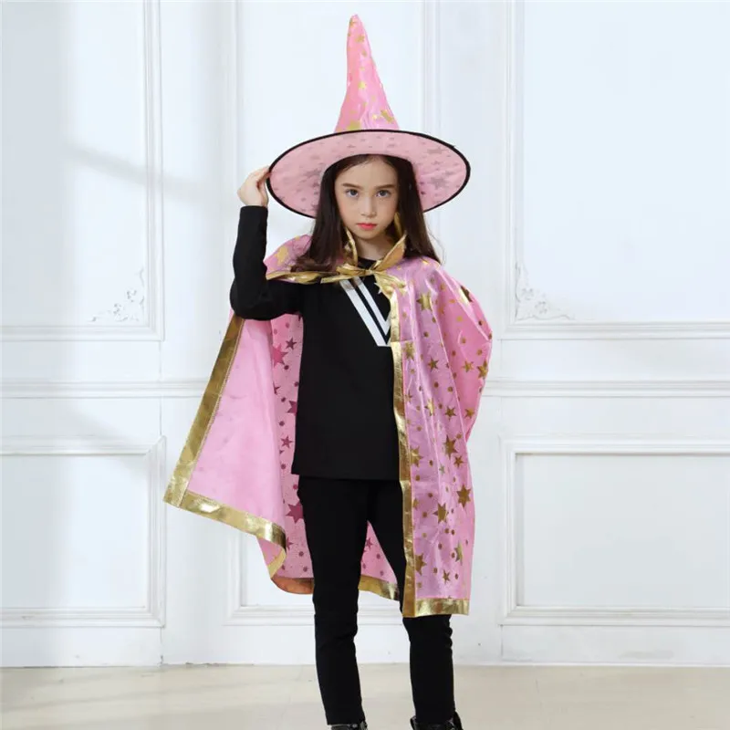 Плащ детский карнавальный волшебника с шапочкой костюмы ведьм на Хеллоуин |