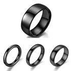 VOERYNT простые 23468 мм обручальные кольца из нержавеющей стали Черные Гладкие Женские Мужские кольца для пар модные украшения в подарок VO01